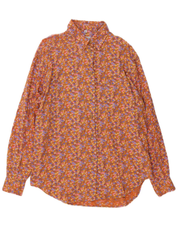 Camicia vintage da donna UK 14 Viscosa floreale multicolore media