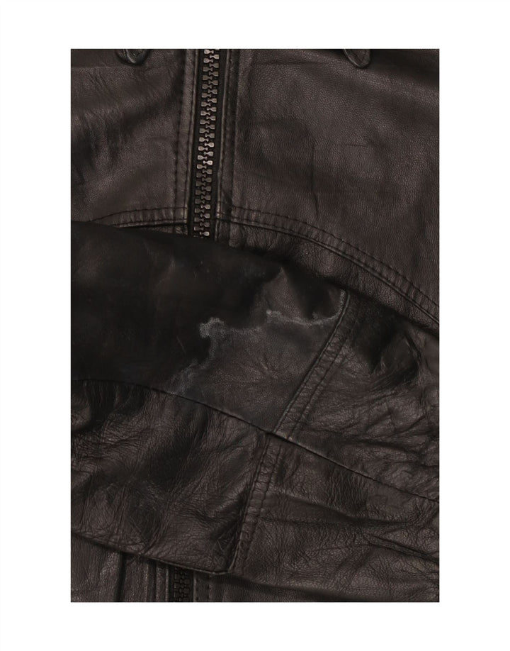 Giacca bomber da donna vintage in pelle IT 50 XL in pelle nera