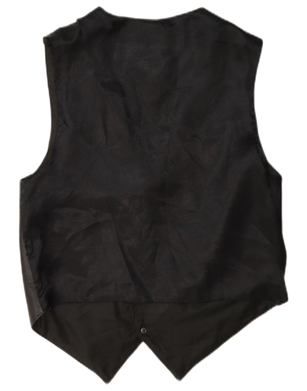 Gilet in pelle vintage da uomo piccolo nero