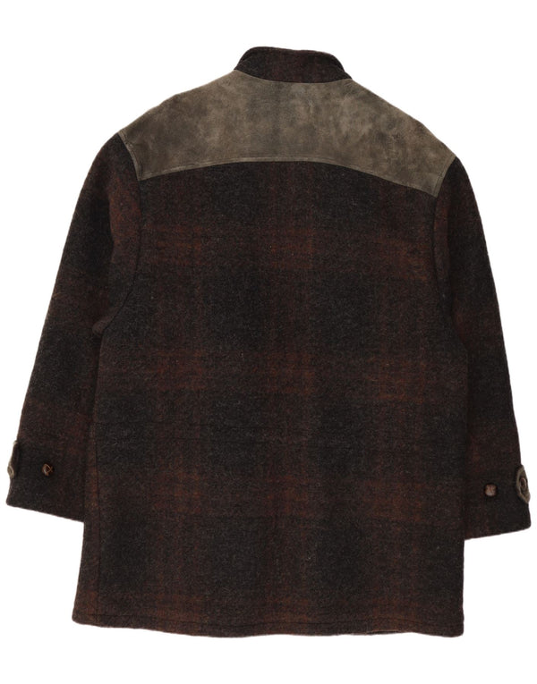 Cappotto da uomo Julius Lang UK 40 Lana a quadri marroni grandi