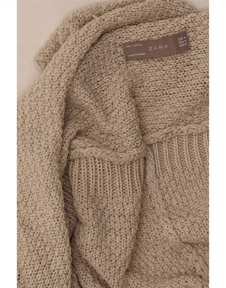 Maglione cardigan aperto oversize a maniche corte da donna Zara UK 14 Beige medio