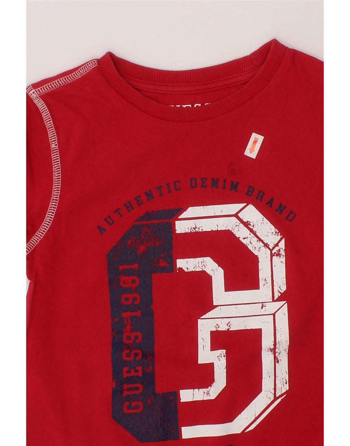 GUESS Boys Graphic T-Shirt Top 4-5 Years Red Vintage Guess and Second-Hand Guess from Messina Hembry 