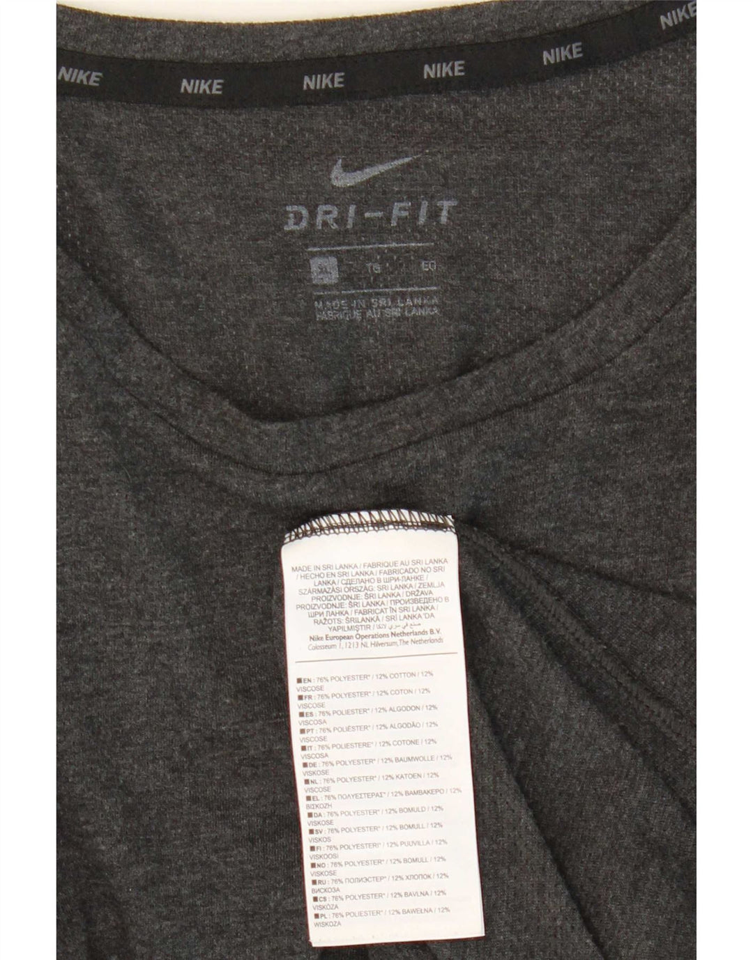 T-shirt Nike Dri Fit da uomo Top XL in poliestere grigio