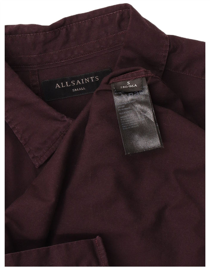 Camicia da uomo All Saints piccola in cotone bordeaux