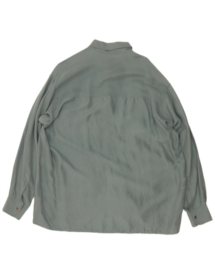 Camicia vintage da uomo XL in seta verde