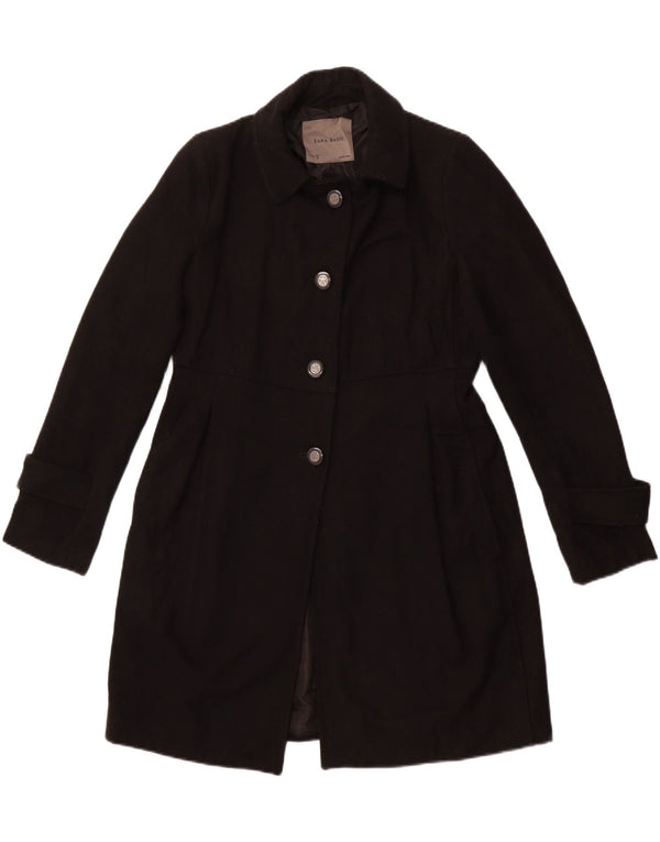 Cappotto ZARA Donna UK 14 Large Nero Lana