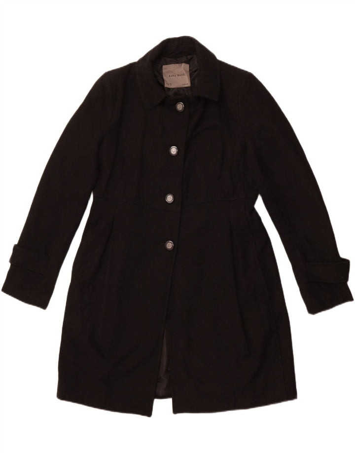 Cappotto ZARA Donna UK 14 Large Nero Lana