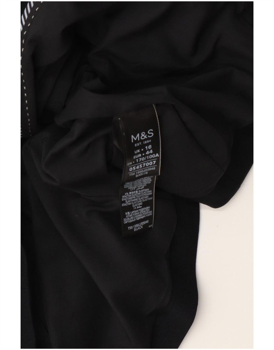 Giacca blazer a 2 bottoni corta Marks & Spencer da donna UK 16 grande nera