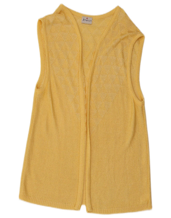Vintage Womens Longline Sleeveless Open Cardigan Sweater UK 10 Small Yellow