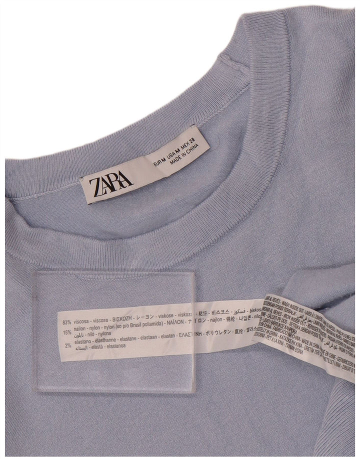 Maglione Zara da donna con scollo a barca UK 12 Viscosa blu medio