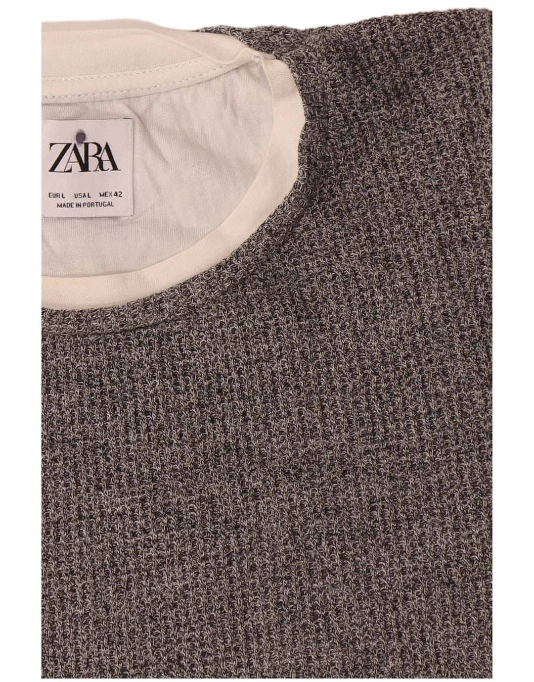 Maglione maglione girocollo da uomo Zara grande in cotone grigio