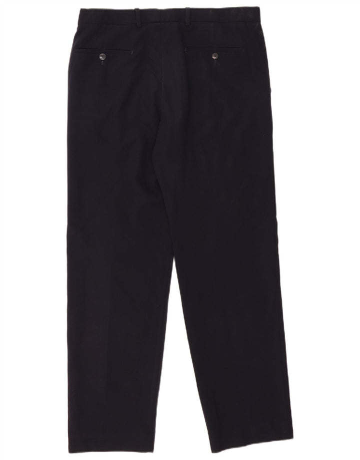 Pantaloni da abito regolari dritti da uomo Marks & Spencer W34 L31 Blu Navy