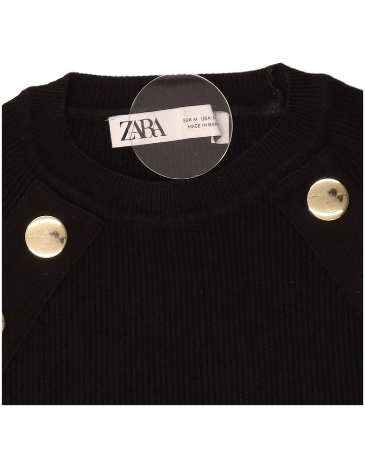Top corto da donna Zara a maniche lunghe UK 12 medio nero