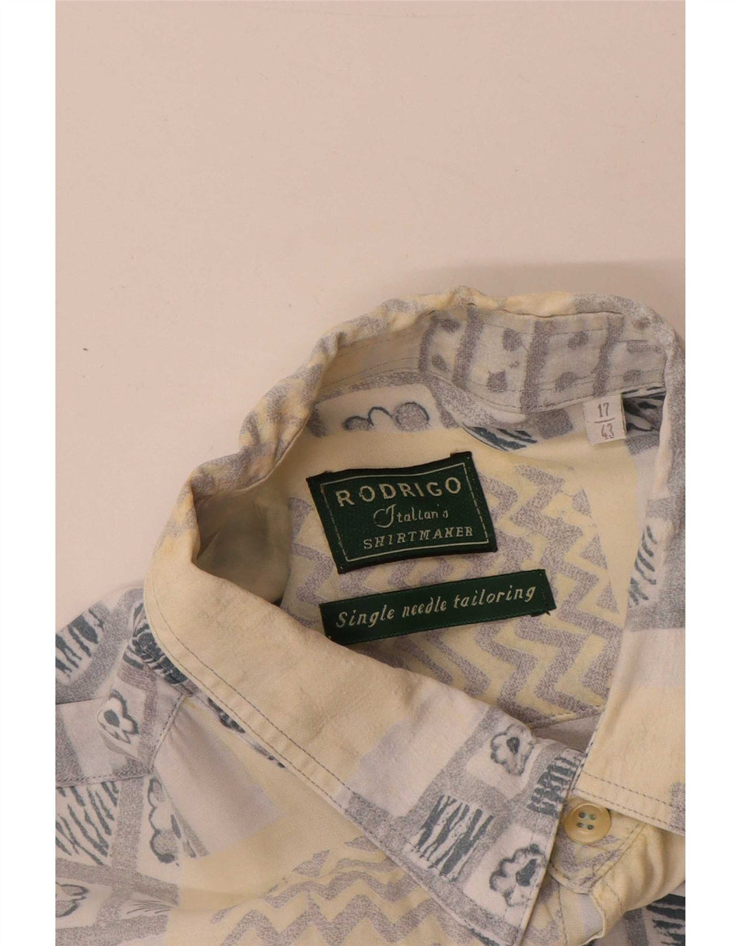 Camicia a maniche corte da uomo Rodrigo taglia 43 17 XL cotone patchwork beige