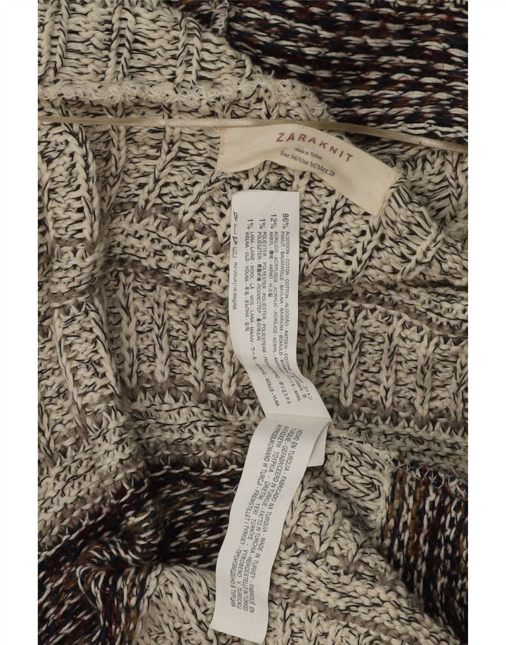 Maglione cardigan con cappuccio lungo da donna ZARA UK 14 medio multicolore