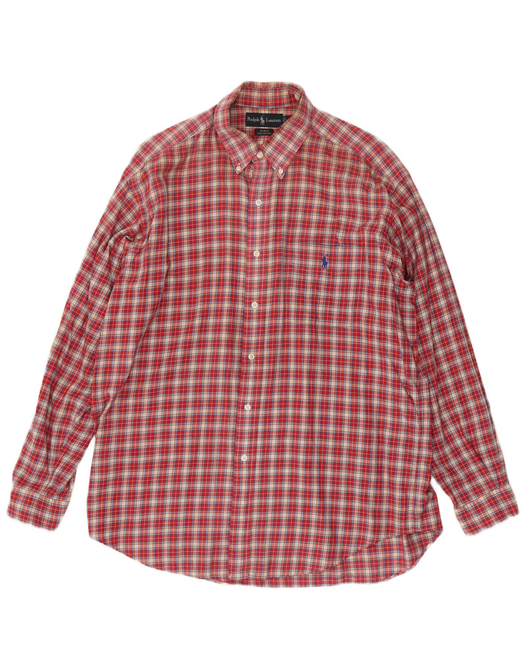 RALPH LAUREN Camicia da uomo in flanella dal taglio ampio Blake, cotone a quadri rossi grandi