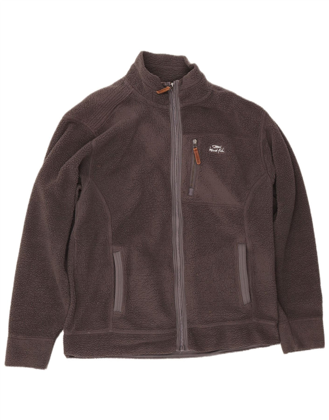 WEIRD FISH Giacca in pile da uomo UK 40 Large Grigio Poliestere