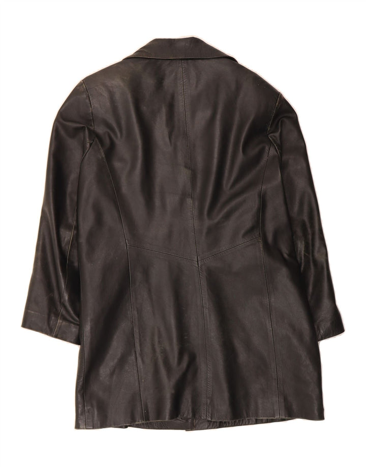VINTAGE Womens Leather Coat UK 20 2XL Black Leather Vintage Vintage and Second-Hand Vintage from Messina Hembry 