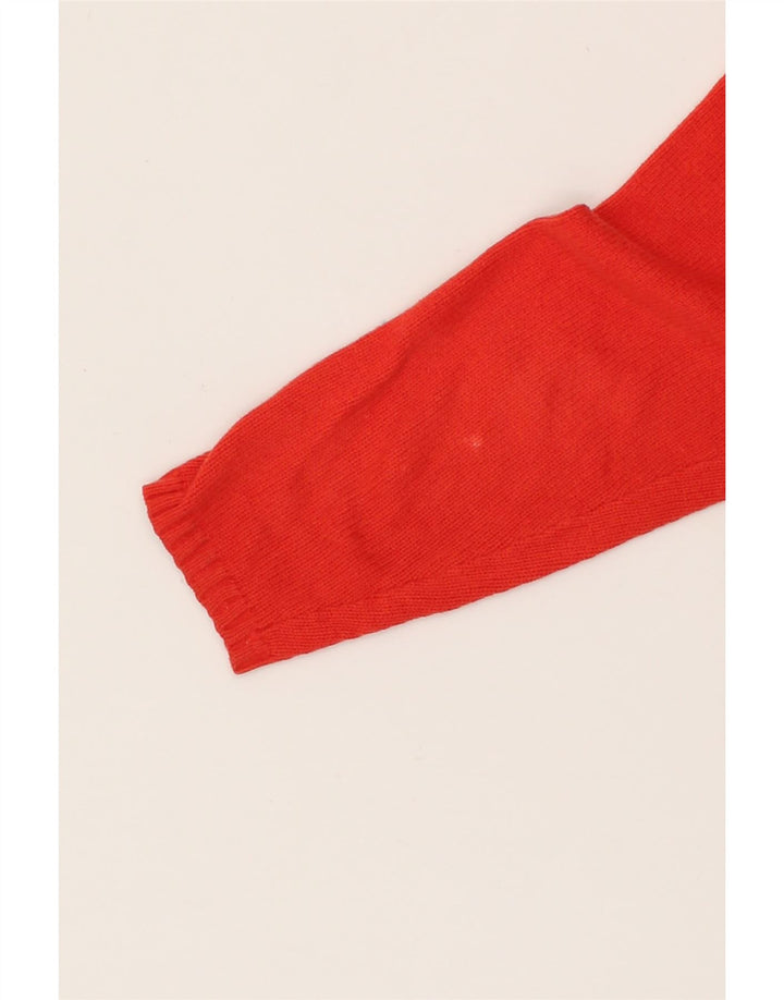 JUMPER Womens V-Neck Jumper Sweater UK 14 Medium Red Cotton Vintage Jumper and Second-Hand Jumper from Messina Hembry 
