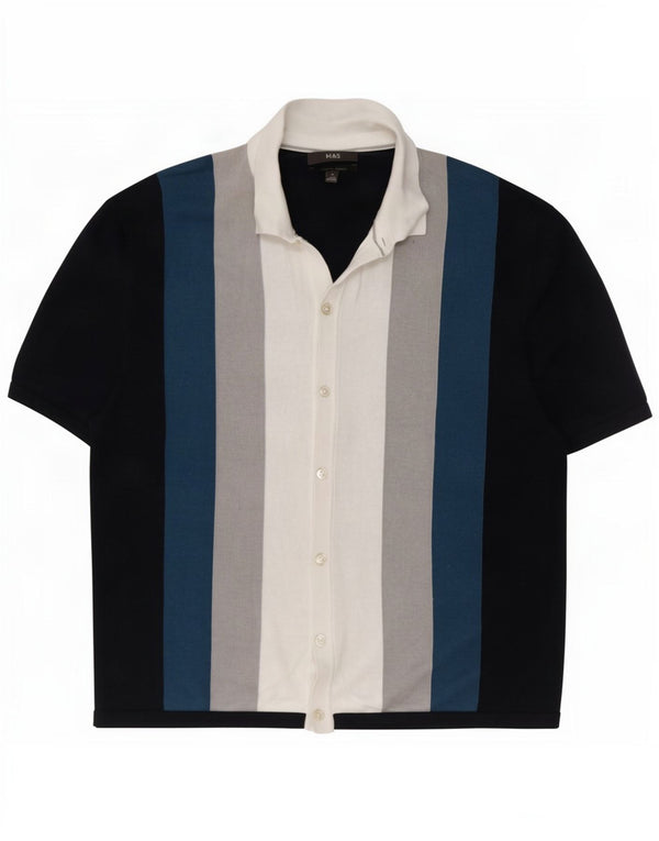 Camicia a maniche corte da uomo Marks & Spencer XL in cotone color block blu navy