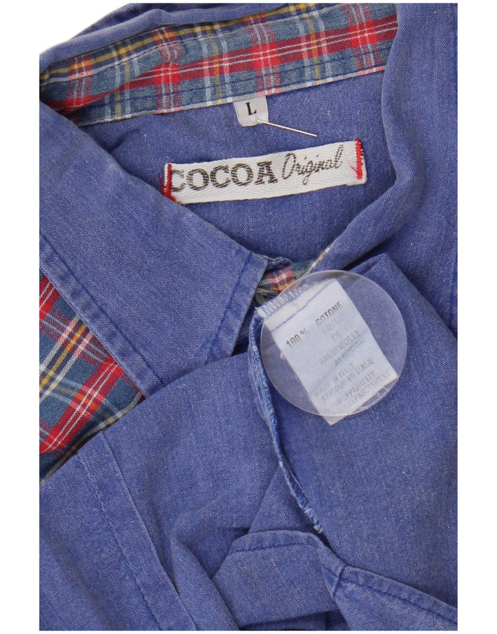 Camicia in denim da uomo Cocoa, cotone a quadri blu grandi