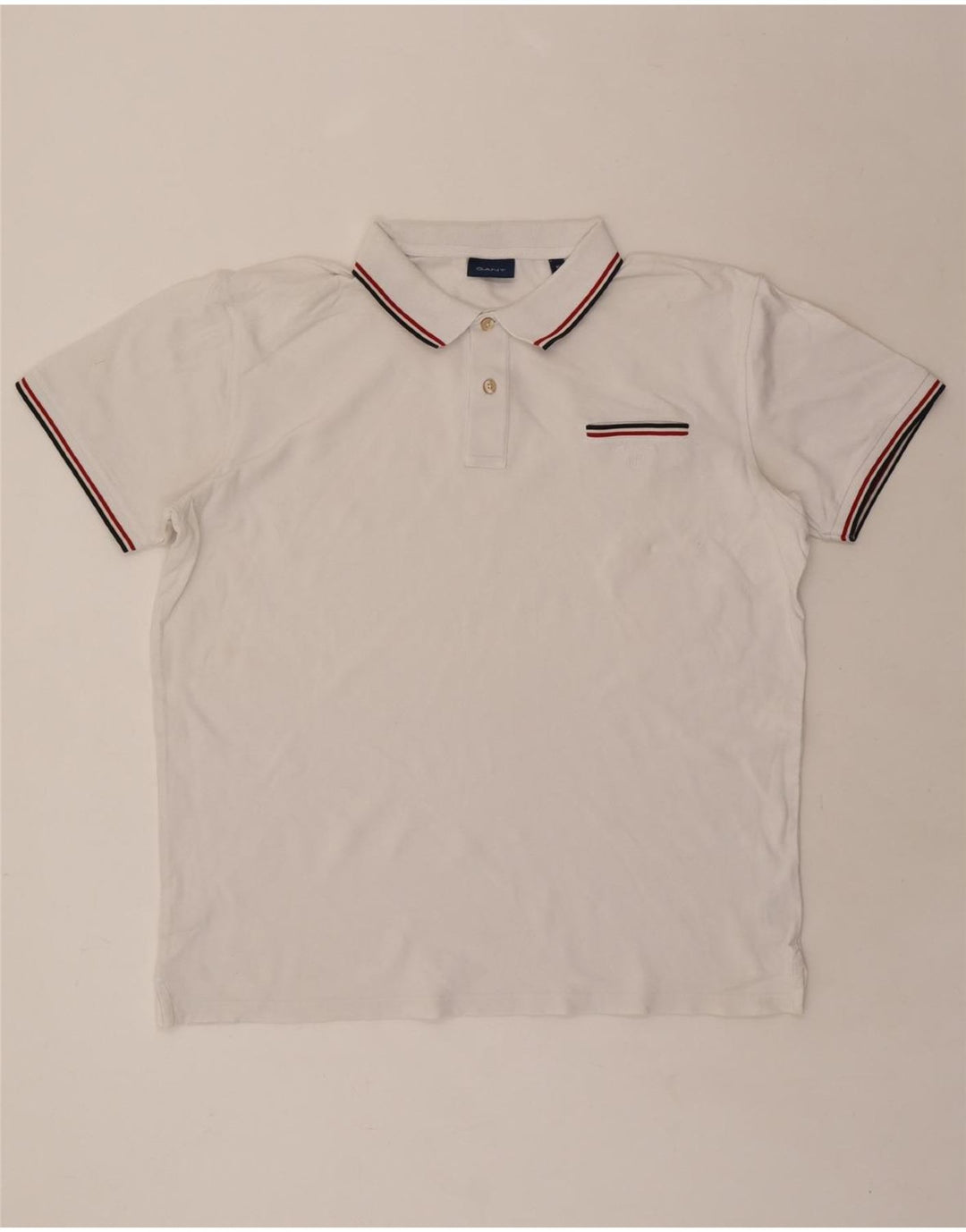 GANT Mens Polo Shirt XL White Cotton Vintage Gant and Second-Hand Gant from Messina Hembry 
