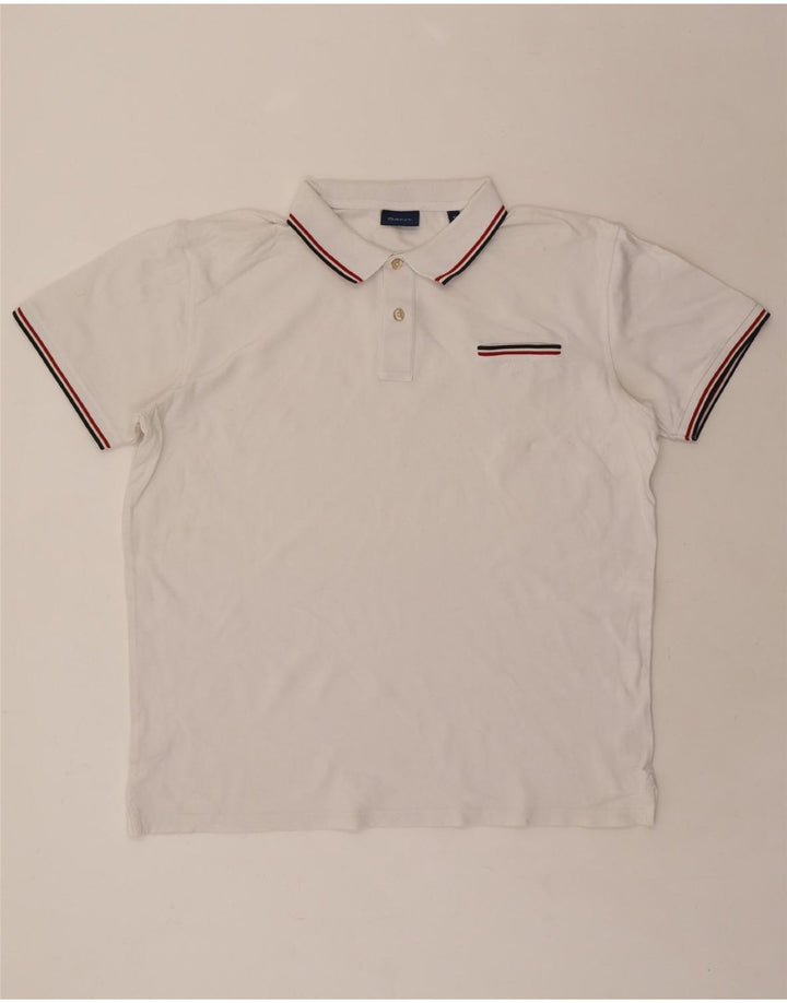 GANT Mens Polo Shirt XL White Cotton Vintage Gant and Second-Hand Gant from Messina Hembry 