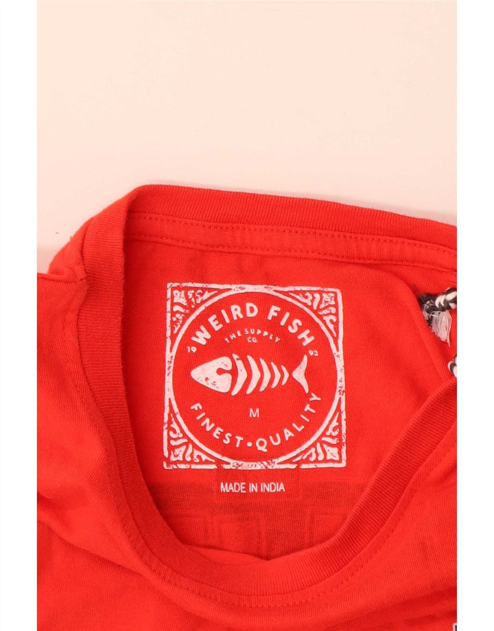 T-shirt grafica da uomo Weird Fish Top in cotone rosso medio