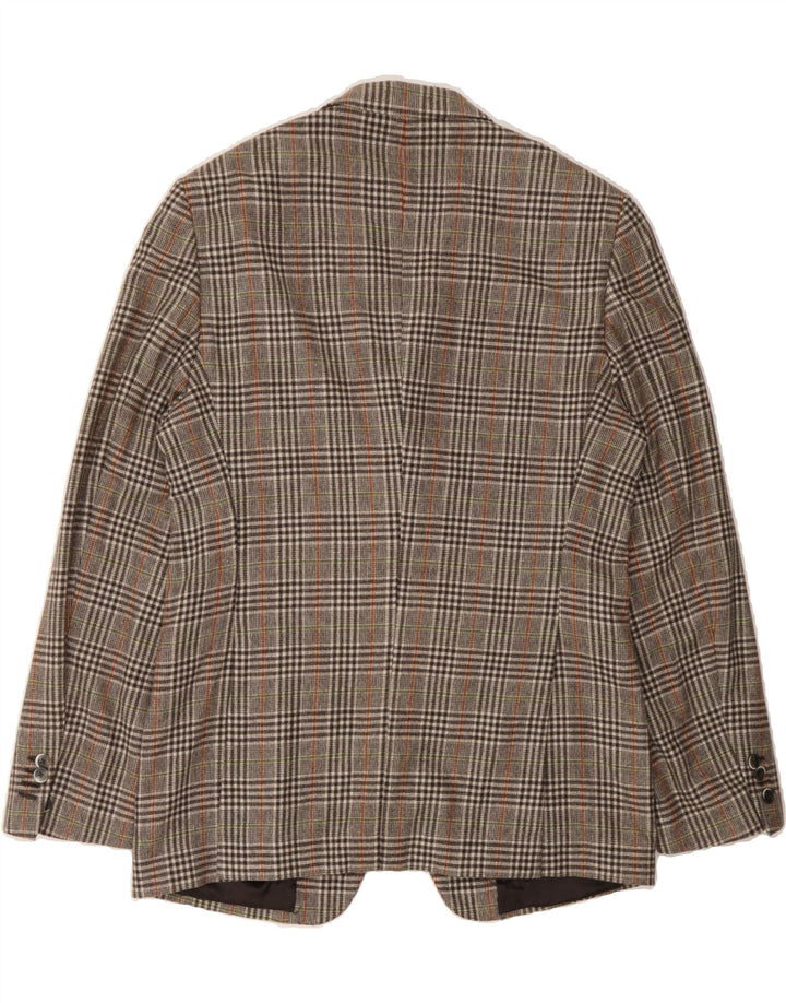 DAVID SCOTT Mens 3 Button Blazer Jacket UK 38 Medium Brown Houndstooth Vintage David Scott and Second-Hand David Scott from Messina Hembry 