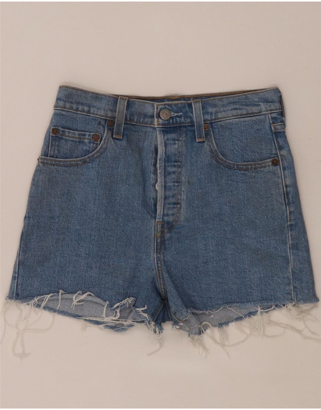 Pantaloncini di jeans da donna Levi's W26 piccoli in cotone blu