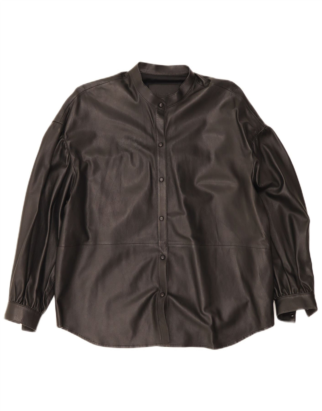 Camicia in pelle oversize da donna Massimo Dutti UK 6 XS Pelle nera