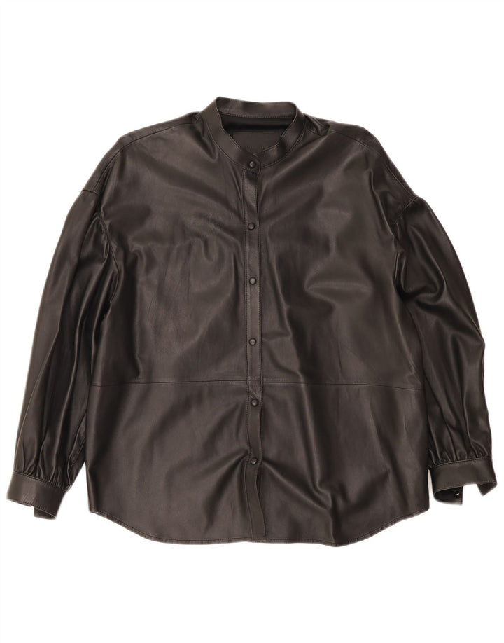 Camicia in pelle oversize da donna Massimo Dutti UK 6 XS Pelle nera