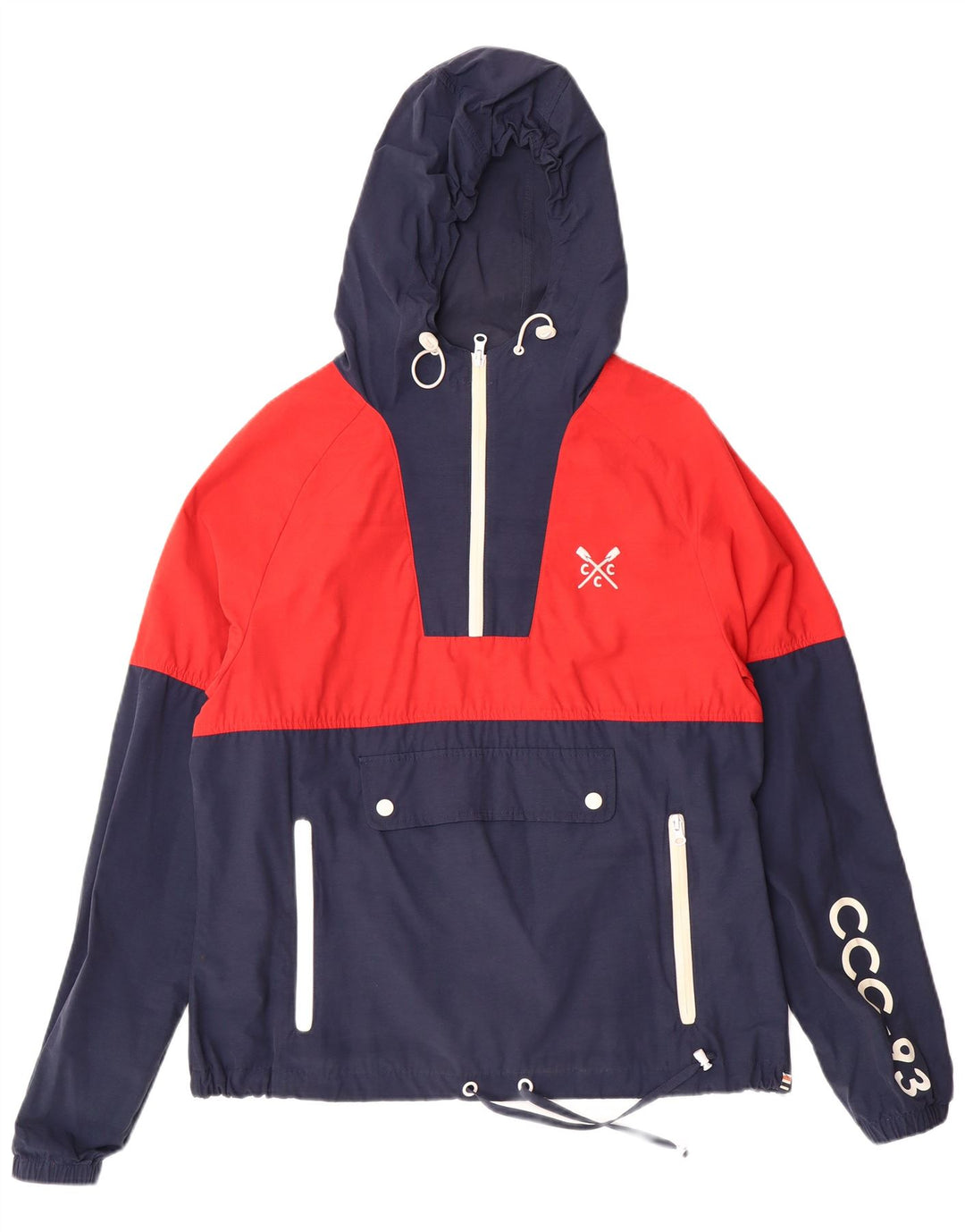 CREW CLOTHING Womens Anorak Jacket UK 12 Medium  Navy Blue Colourblock