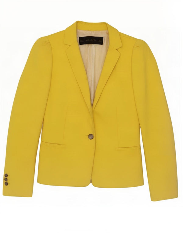 Giacca blazer a 1 bottone da donna Zara UK 10 piccola in poliestere giallo
