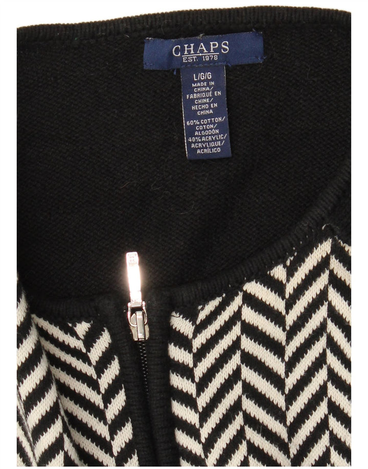 Maglione cardigan da donna CHAPS UK 14 grande cotone nero a spina di pesce