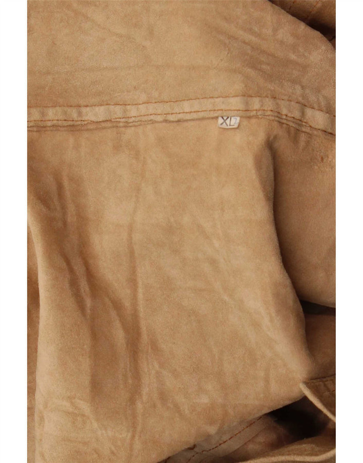 Giacca vintage in pelle scamosciata da donna UK 18 XL Beige