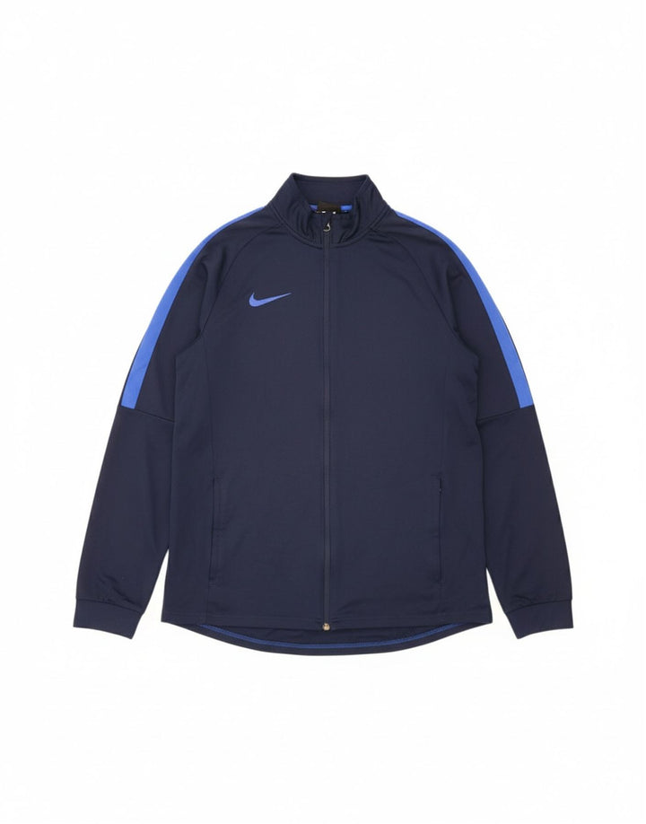 NIKE Mens Dri Fit Tracksuit Top Jacket Large Navy Blue Colourblock
