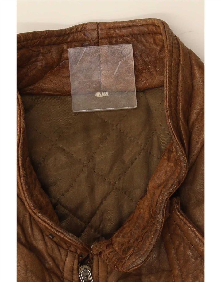 Giacca in pelle vintage da uomo IT 48 Marrone medio