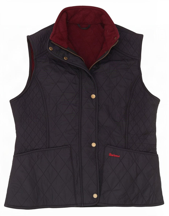 Gilet trapuntato da donna Barbour UK 16 grande classico in poliestere nero