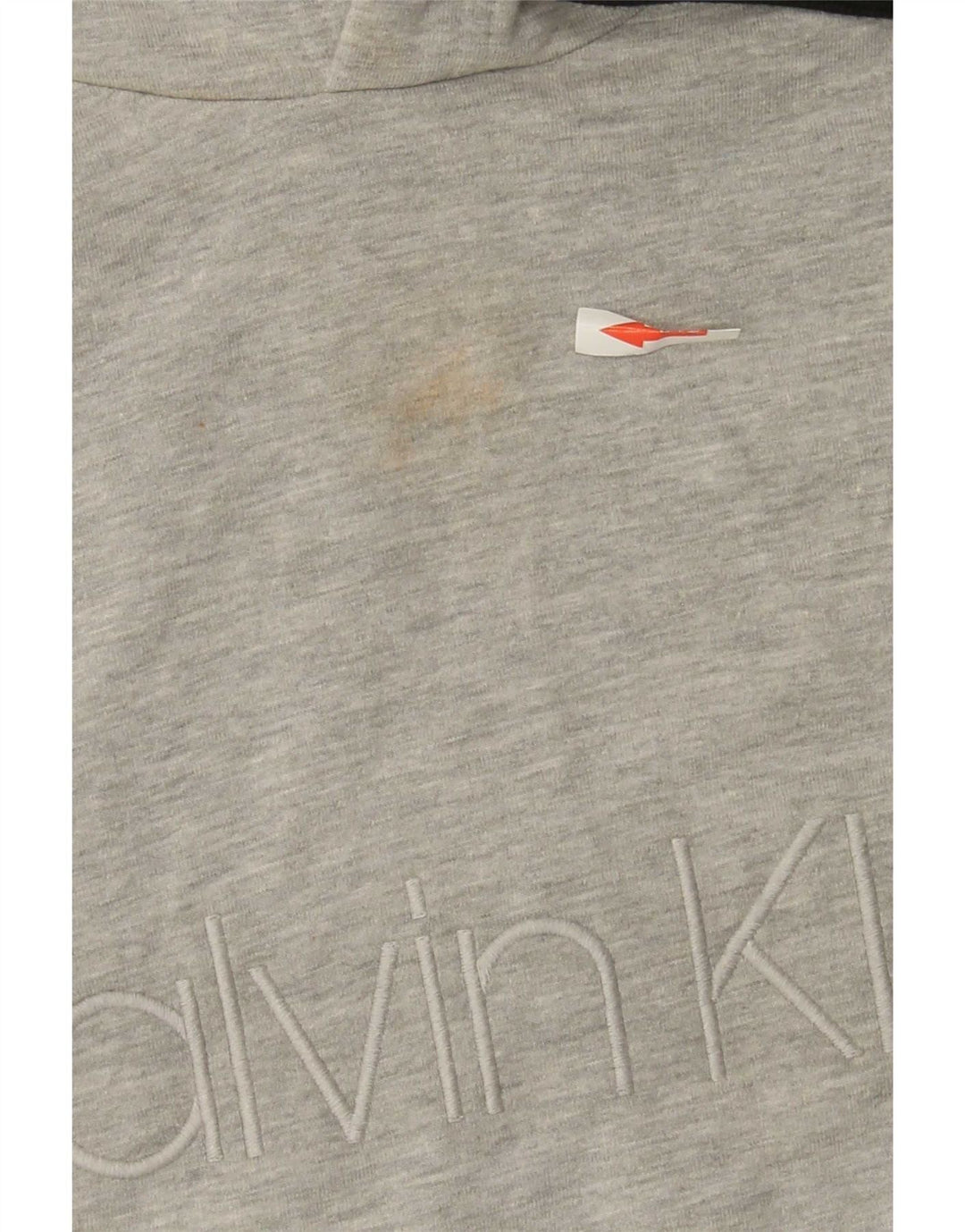 Maglione con cappuccio grafico da uomo Calvin Klein in cotone chiazzato grigio medio