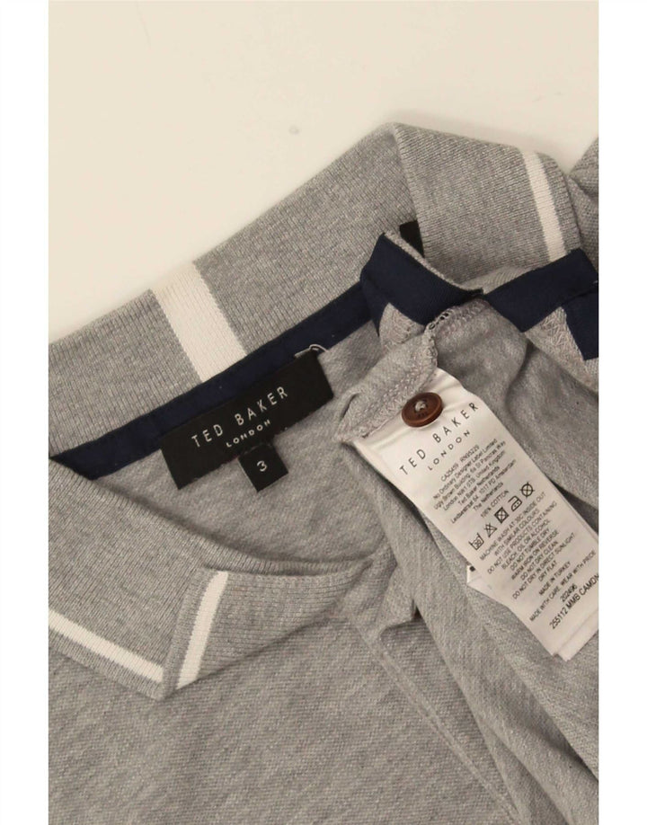 Polo da uomo Ted Baker taglia 3 in cotone grigio medio