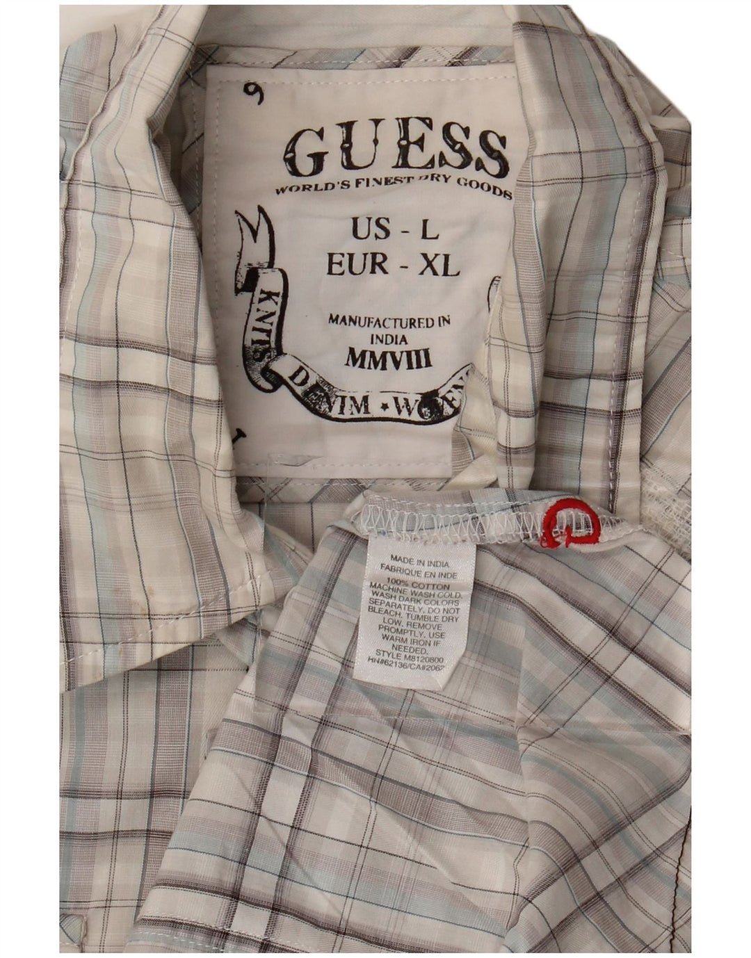 Camicia da uomo Guess in cotone a quadri grandi grigi