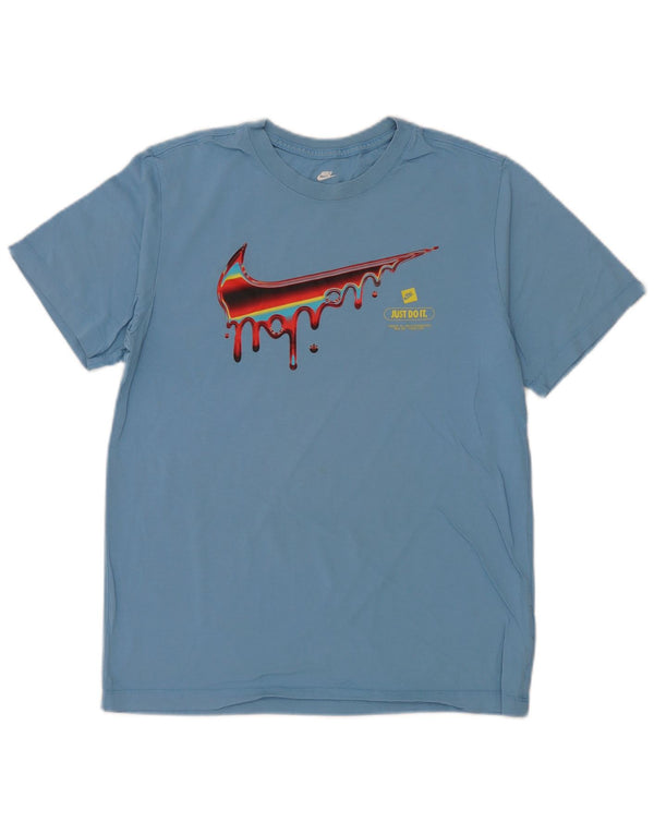 T-shirt grafica da uomo Nike Top in cotone blu medio