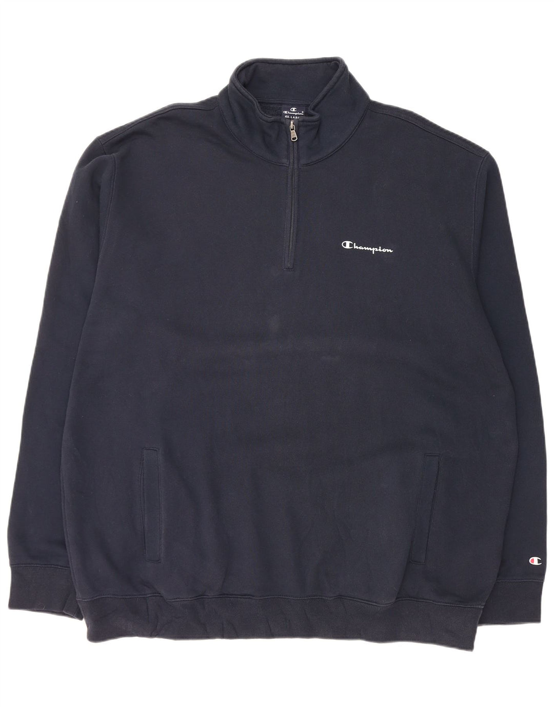 CHAMPION Felpa con collo con zip da uomo Maglione 4XL Cotone blu navy