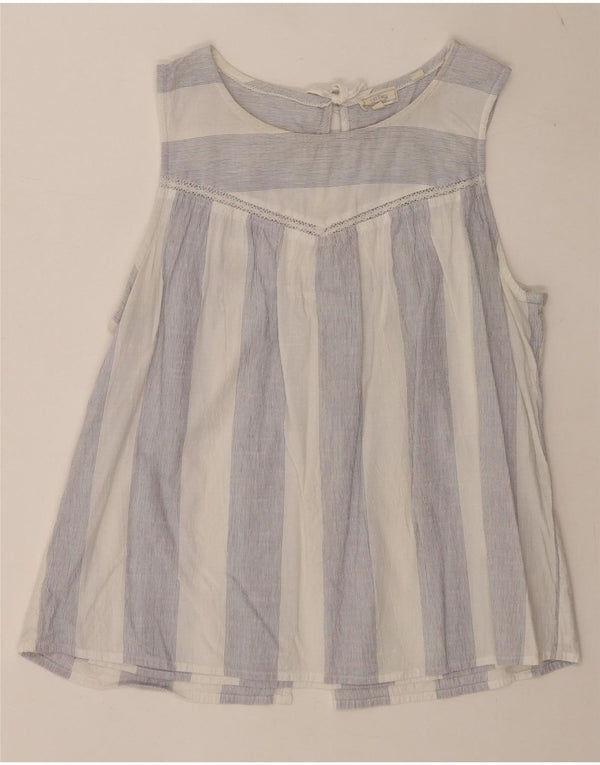 Camicetta senza maniche da donna Fat Face Top UK 16 Cotone a righe grandi blu