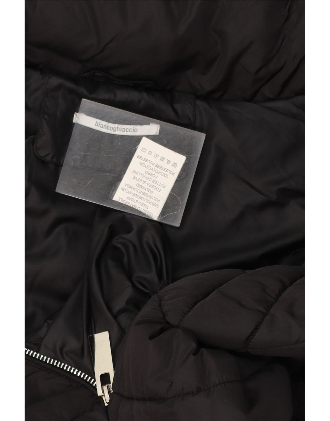 BIANCOGHIACCIO Womens Padded Coat UK 12 Medium Black Polyamide Vintage Biancoghiaccio and Second-Hand Biancoghiaccio from Messina Hembry 