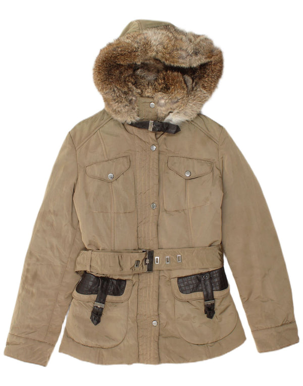 Piumino Donna Con Cappuccio Mabrun IT 44 Beige Medio Poliammide