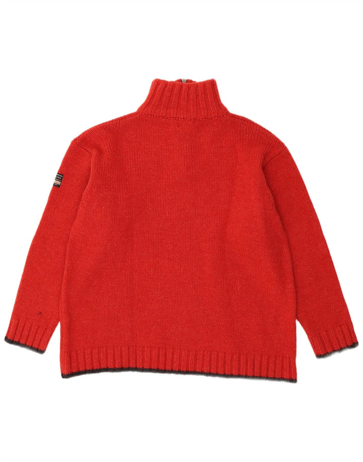 Marlboro Classics Maglione da uomo con zip e collo XL in lana color block rosso