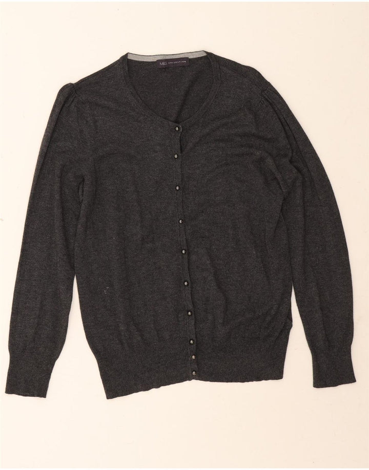 Maglione cardigan da donna Marks & Spencer UK 14 Viscosa grigio medio