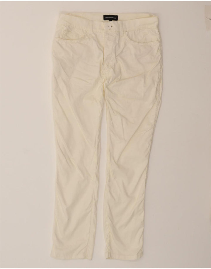 ROCCOBAROCCO Womens Slim Casual Trousers W32 L28 White Cotton Vintage Roccobarocco and Second-Hand Roccobarocco from Messina Hembry 